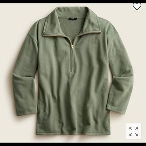J Crew University terry long half-zip tunic